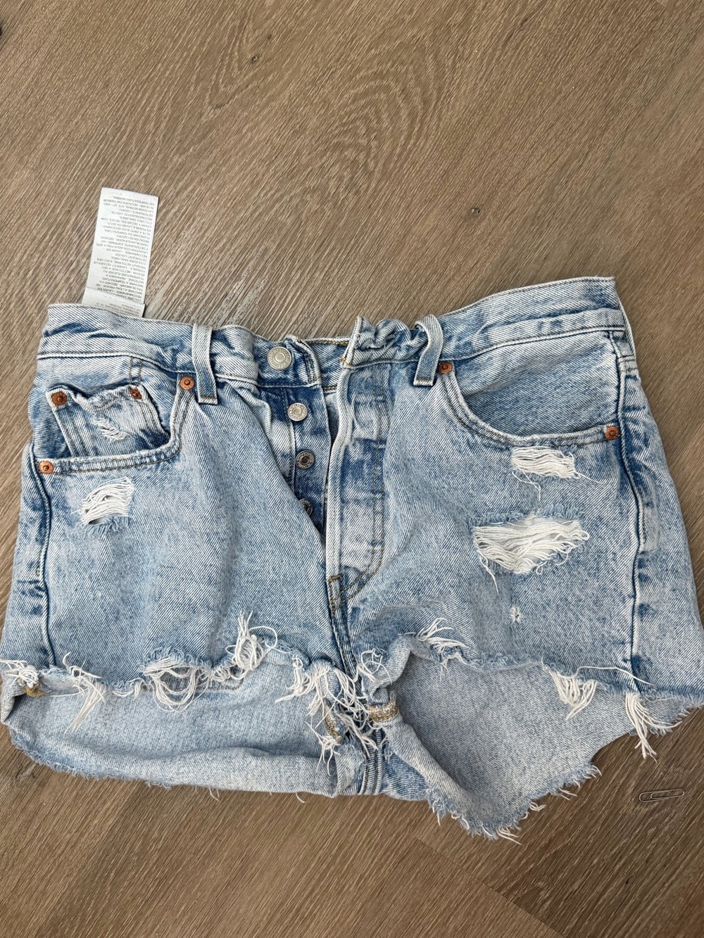 Levi's Light Blue Distressed Denim Cutoff Shorts
